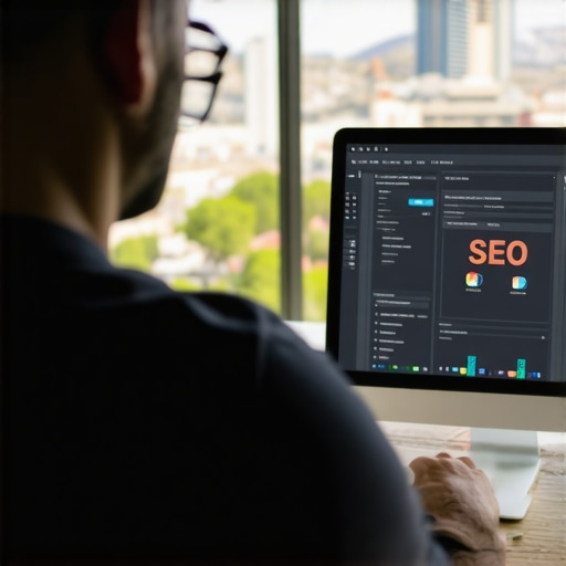 Digital marketer analyzing local SEO data with Reno cityscape in the background