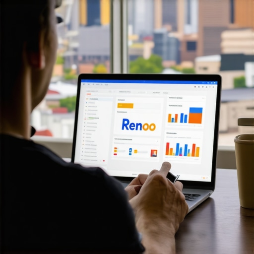 Person working on local SEO strategies in Reno with cityscape background