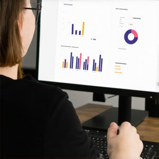 Person analyzing local SEO data on a laptop with SEO dashboards visible