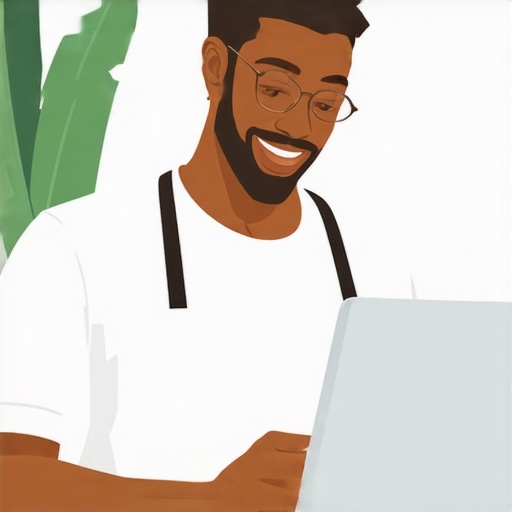 Business owner editing Google My Business profile on laptop