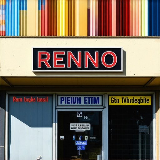 Front view of a Reno business storefront showing signage and outdoor decor.