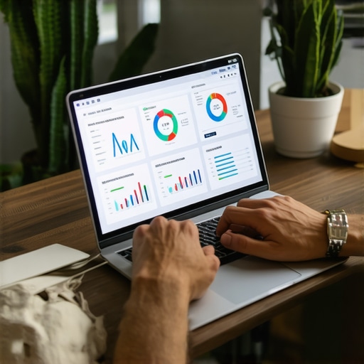 Person analyzing local SEO metrics and review data on a laptop screen