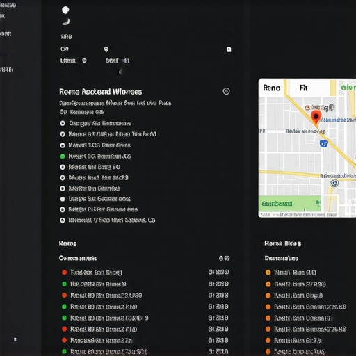 Dashboard showing Google Maps ranking improvements for Reno businesses