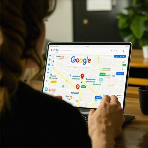 Optimizing Google Maps in Reno Business owner analyzing local SEO and Google Maps rankings on laptop in Reno