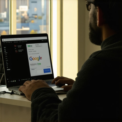 Reno business owner enhancing GMB profile on laptop with city view