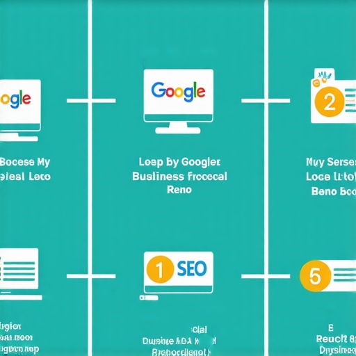 Infographic illustrating steps to optimize Google My Business profile for better local map rankings in Reno, Nevada.