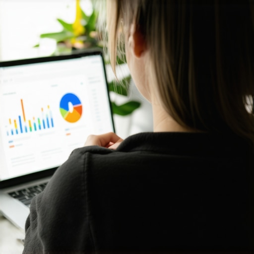 Person analyzing local SEO data on a laptop in an office