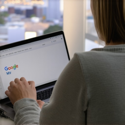 Person updating Google My Business profile on laptop with Reno cityscape behind
