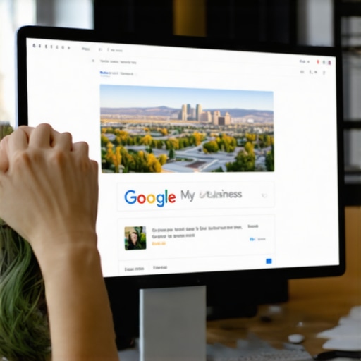 A person working on Google My Business optimization with Reno skyline behind.