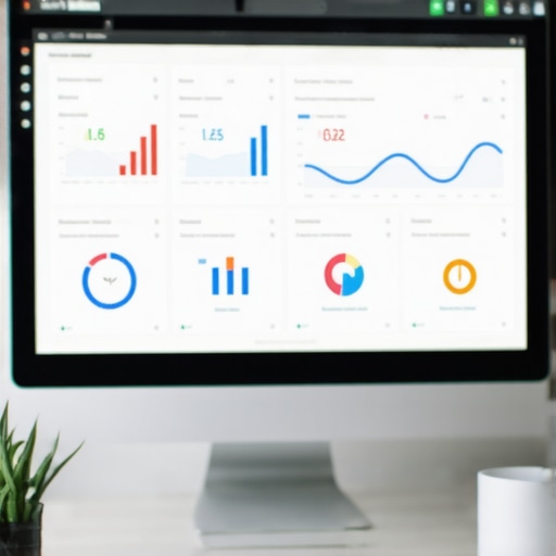 Local SEO Dashboard Analysis A person analyzing local SEO metrics on a computer screen with charts and statistics