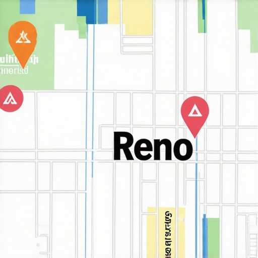 Map of Reno with marked service areas for local SEO